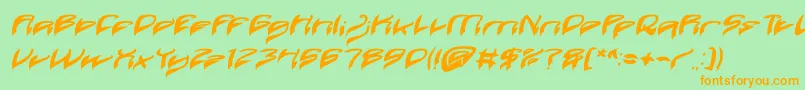 Java Island Bold Italic-fontti – oranssit fontit vihreällä taustalla