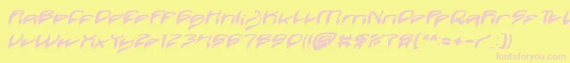 Java Island Bold Italic-fontti – vaaleanpunaiset fontit keltaisella taustalla