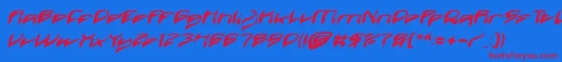 Java Island Bold Italic Font – Red Fonts on Blue Background
