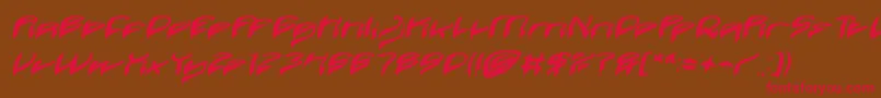 Czcionka Java Island Bold Italic – czerwone czcionki na brązowym tle