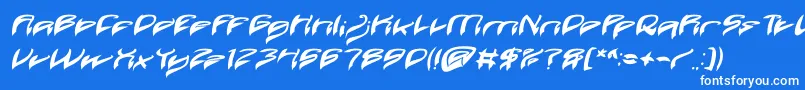 Java Island Bold Italic-fontti – valkoiset fontit sinisellä taustalla