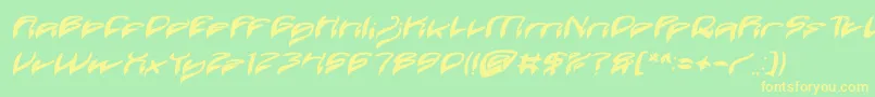 Java Island Bold Italic-fontti – keltaiset fontit vihreällä taustalla