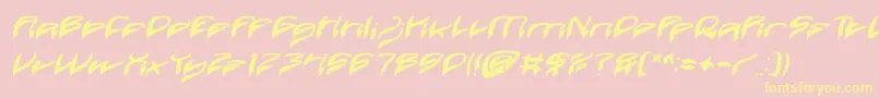 Java Island Bold Italic-fontti – keltaiset fontit vaaleanpunaisella taustalla