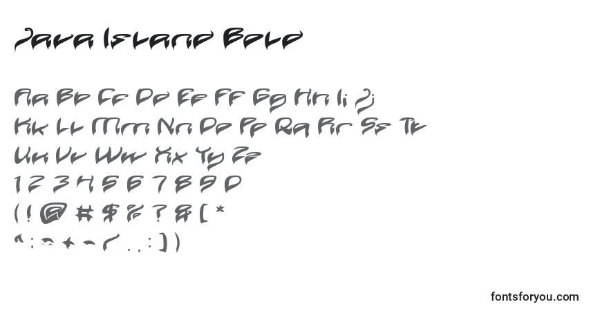 Schriftart Java Island Bold – Alphabet, Zahlen, spezielle Symbole