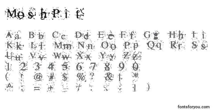 A fonte MoshPit – alfabeto, números, caracteres especiais