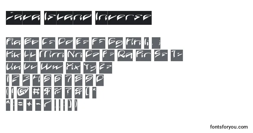 Czcionka Java Island Inverse – alfabet, cyfry, specjalne znaki
