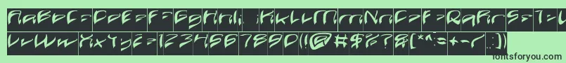フォントJava Island Inverse – 緑の背景に黒い文字