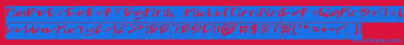 Fonte Java Island Inverse – fontes azuis em um fundo vermelho