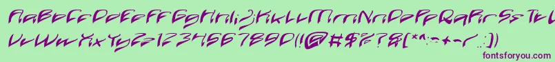Java Island Italic-Schriftart – Violette Schriften auf grünem Hintergrund