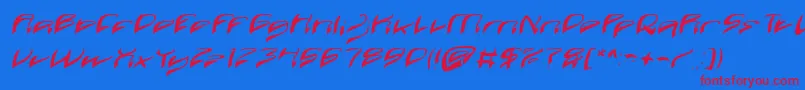 フォントJava Island Italic – 赤い文字の青い背景