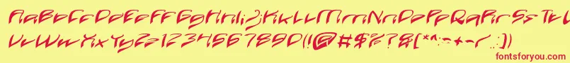 Java Island Italic-Schriftart – Rote Schriften auf gelbem Hintergrund