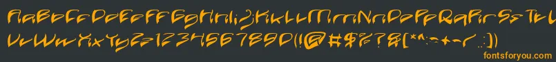 フォントJava Island – 黒い背景にオレンジの文字
