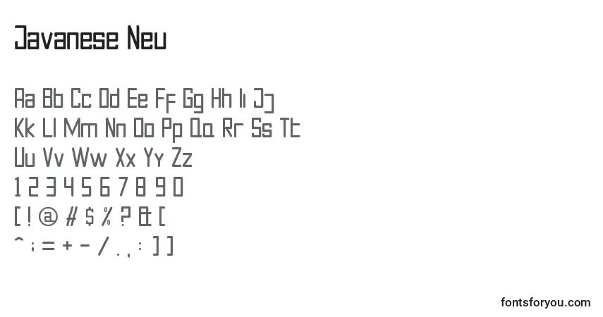 Schriftart Javanese Neu – Alphabet, Zahlen, spezielle Symbole