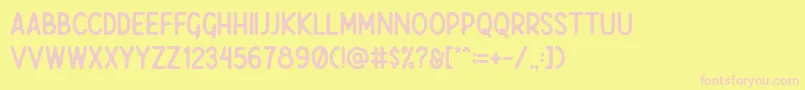 Fonte Javatages Demo – fontes rosa em um fundo amarelo