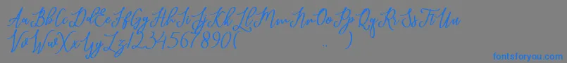 javelyn-Schriftart – Blaue Schriften auf grauem Hintergrund