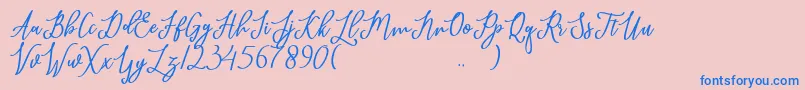 javelyn-Schriftart – Blaue Schriften auf rosa Hintergrund