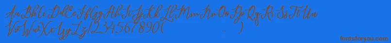 javelyn-Schriftart – Braune Schriften auf blauem Hintergrund