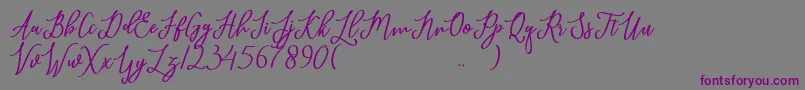 javelyn-Schriftart – Violette Schriften auf grauem Hintergrund