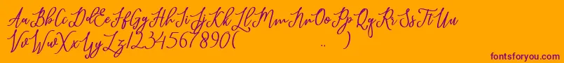 javelyn-Schriftart – Violette Schriften auf orangefarbenem Hintergrund