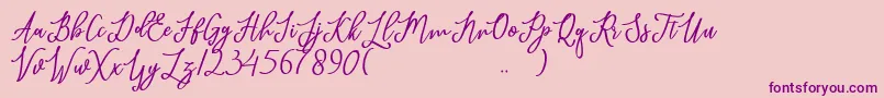 javelyn-Schriftart – Violette Schriften auf rosa Hintergrund