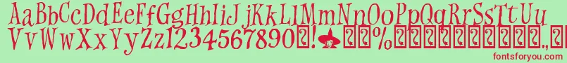 WitchesMagic Font – Red Fonts on Green Background