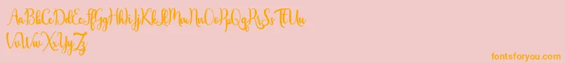 Javinka Script-Schriftart – Orangefarbene Schriften auf rosa Hintergrund