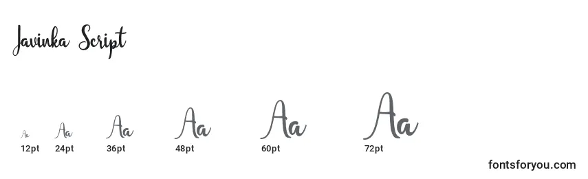 Javinka Script Font Sizes
