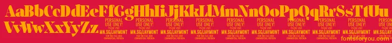 JaymontBl PERSONAL USE Font – Orange Fonts on Red Background