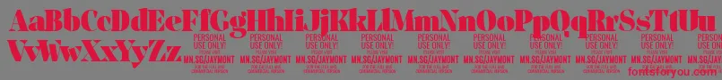JaymontBl PERSONAL USE Font – Red Fonts on Gray Background
