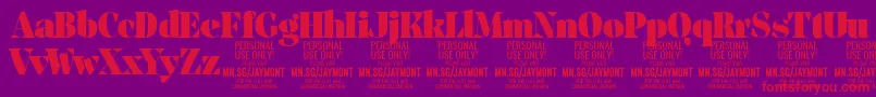 フォントJaymontBl PERSONAL USE – 紫の背景に赤い文字