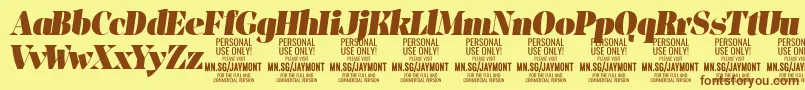 JaymontBli PERSONAL USE-Schriftart – Braune Schriften auf gelbem Hintergrund
