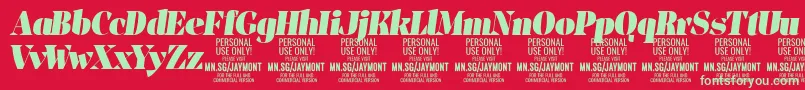 JaymontBli PERSONAL USE-fontti – vihreät fontit punaisella taustalla