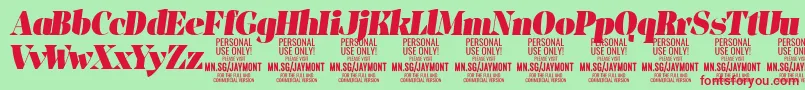 Шрифт JaymontBli PERSONAL USE – красные шрифты на зелёном фоне