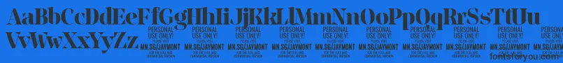 Шрифт JaymontBo PERSONAL USE – чёрные шрифты на синем фоне
