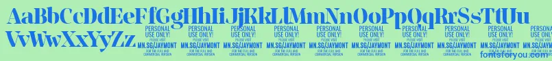 JaymontBo PERSONAL USE Font – Blue Fonts on Green Background