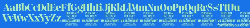 JaymontBo PERSONAL USE Font – Green Fonts on Blue Background