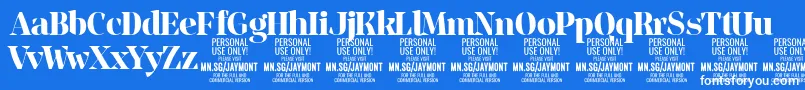 JaymontBo PERSONAL USE Font – White Fonts on Blue Background