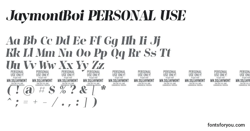 JaymontBoi PERSONAL USE-fontti – aakkoset, numerot, erikoismerkit