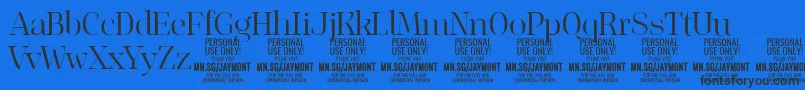 Шрифт JaymontLi PERSONAL USE – чёрные шрифты на синем фоне