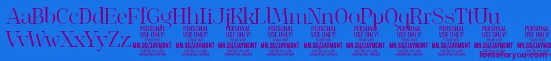 フォントJaymontLi PERSONAL USE – 紫色のフォント、青い背景