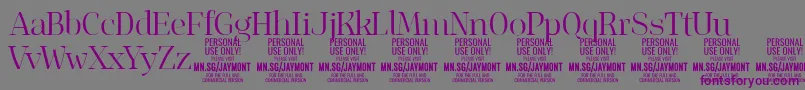 フォントJaymontLi PERSONAL USE – 紫色のフォント、灰色の背景