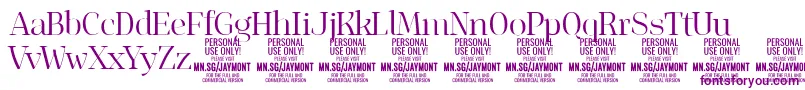 フォントJaymontLi PERSONAL USE – 白い背景に紫のフォント