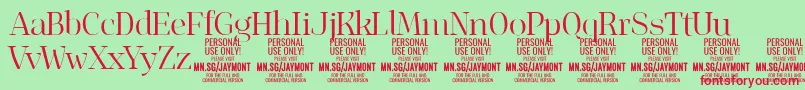 Шрифт JaymontLi PERSONAL USE – красные шрифты на зелёном фоне