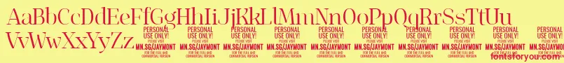 JaymontLi PERSONAL USE-fontti – punaiset fontit keltaisella taustalla