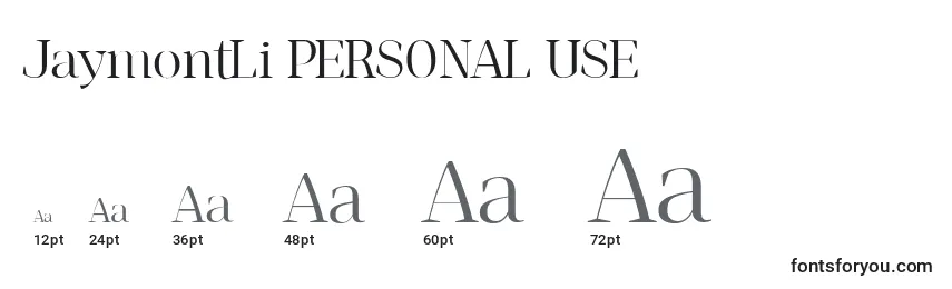 JaymontLi PERSONAL USE Font Sizes