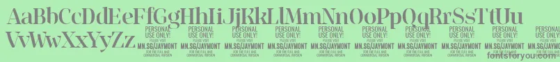 JaymontMe PERSONAL USE-fontti – harmaat kirjasimet vihreällä taustalla