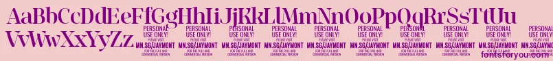フォントJaymontMe PERSONAL USE – ピンクの背景に紫のフォント