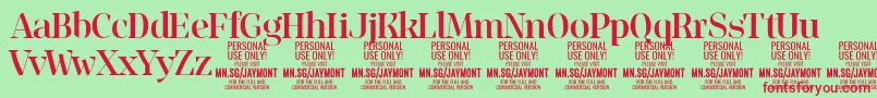 JaymontMe PERSONAL USE Font – Red Fonts on Green Background