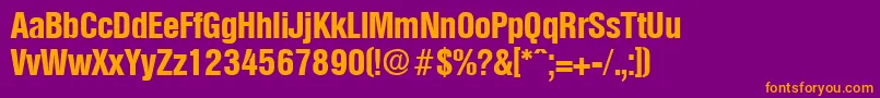 OlympiaBoldcond-fontti – oranssit fontit violetilla taustalla
