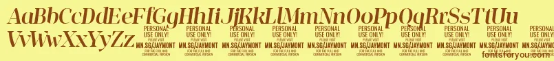 JaymontMei PERSONAL USE-Schriftart – Braune Schriften auf gelbem Hintergrund
